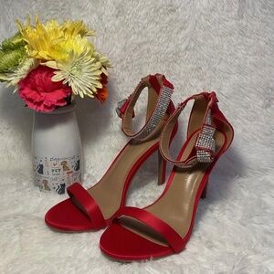 Christian Siriano for Payless Women’s Collins Jewel Dress Heels, Red, Size 7.5